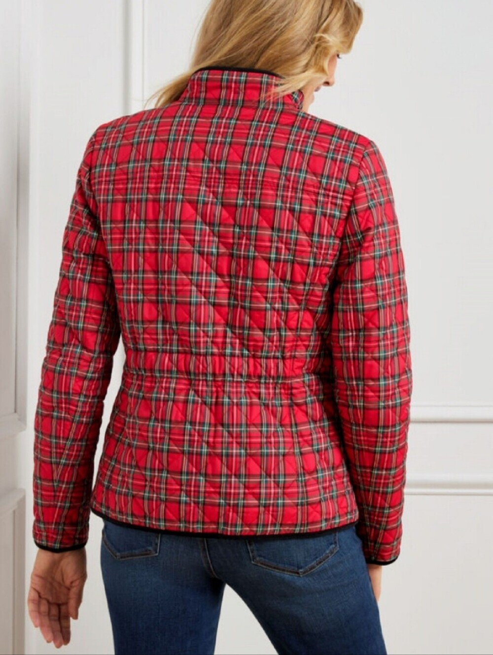 Talbots Apple Cider Plaid Quilted Jacket XS Red Tartan Snap Zip Front - Picture 2 of 11